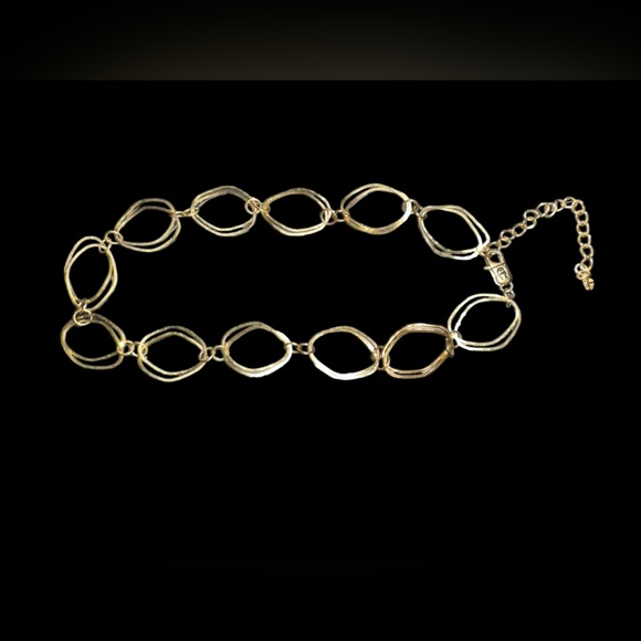 Etienne Aigner Gold Tone Double Asymmetric Oval Link Necklace 18-20” 🤩 - Picture 7 of 7